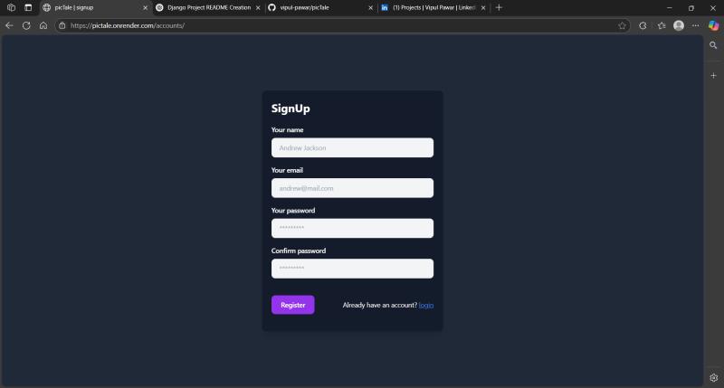 PicTale Homepage